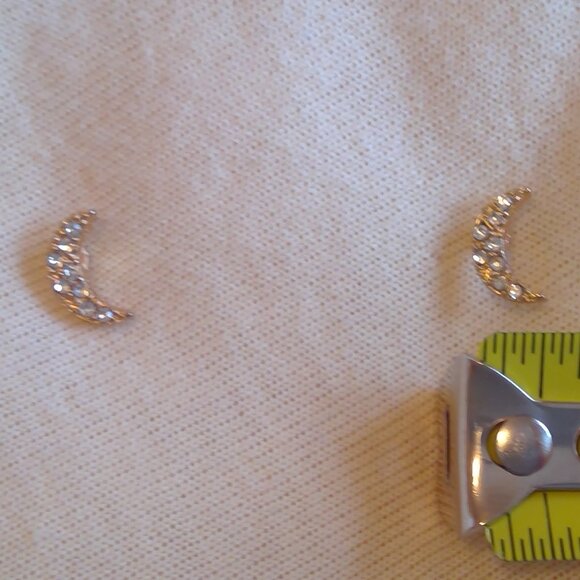 Miniature Crescent Moon Earrings - Picture 3 of 4